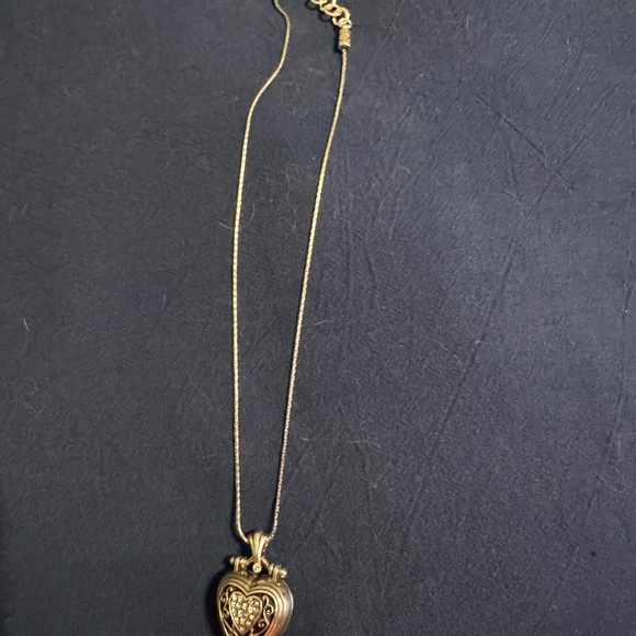 Brighton Silver Heart Locket Necklace with Crystal Center - Picture 4 of 4